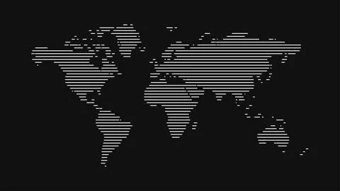 Vector illustration of a world map made from lines on a black background. Geo Stock Illustration
