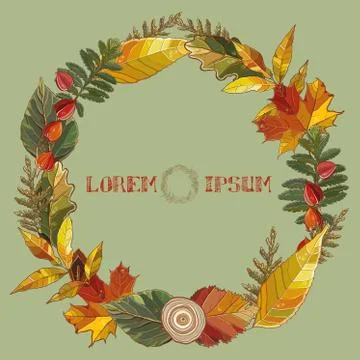 Vector illustration of wreath of leaves Stock Illustration