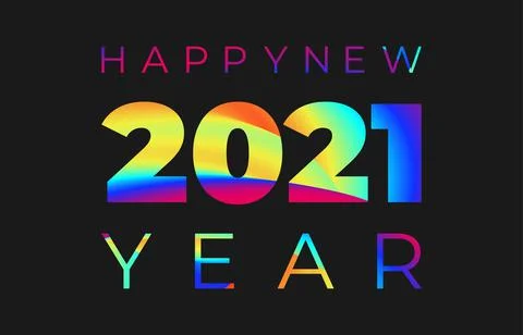 Vector illustration: Year 2021 number with colorful abstract paint stroke sha Stock Illustration