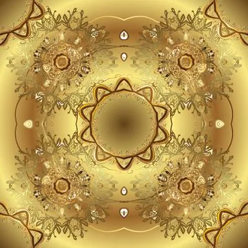 Vector illustration. Yellow and brown colors with gold elements. Vector golden p Illustrazione stock
