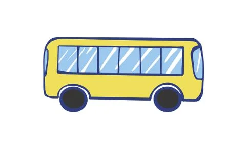 Vector illustration of a yellow bus. Public transport line art concept. Graphic Stock Illustration