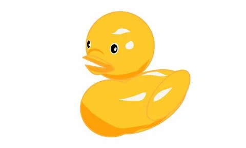 Vector illustration, yellow duck or yellow duck friend doll in child bath, Illustrazione stock