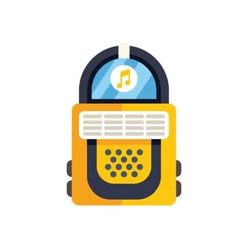 Vector illustration of a yellow jukebox playing music, featuring selection bu Stock Illustration