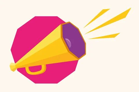 Vector illustration of yellow loudspeaker. Retro yellow megaphone. Иллюстрация