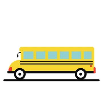 Vector illustration of yellow school bus, right side view. Isolated transport Stock Illustration
