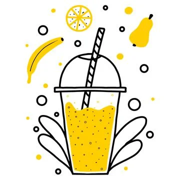 Vector illustration of yellow smoothie. Stock Illustration