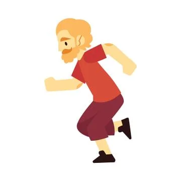 Vector illustration of young bearded man in sportswear running. Stock Illustration