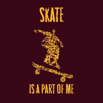 Vector Illustration A Young Guy in a Cap Rides a Skateboard in grunge style. Stock Illustration