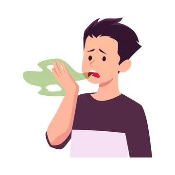 Vector illustration of a young man with bad breath. Stock-Illustration