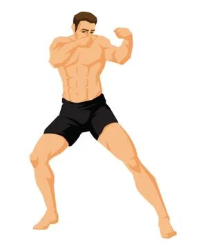 Vector illustration of young man boxer or fighter Stock Illustration