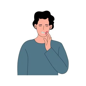 Vector illustration young man is suffering from a toothache Stockillustratie