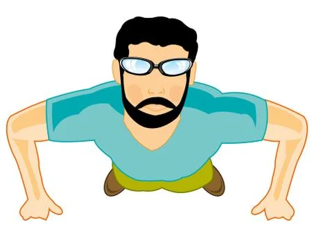 Vector illustration young men doing power exercise Stock Illustration