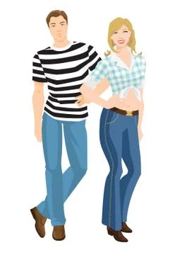 Vector illustration of young people in different clothes Stock Illustration