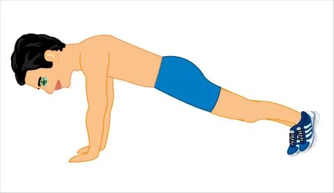 Vector illustration of the young person push up Stock Illustration