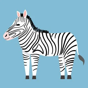 Vector illustration of a zebra in a flat style isolated Stock Illustration
