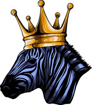 Vector illustration of zebra head with crown on white background Illustrazione stock