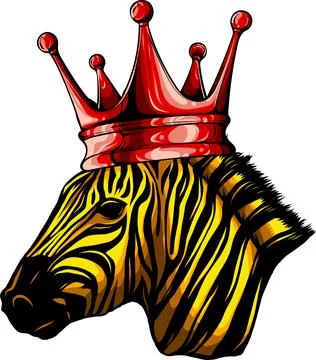 Vector illustration of zebra head with crown on white background Stock Illustration