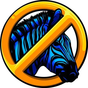 Vector illustration of zebra head with forbidden symbol Stock Illustration