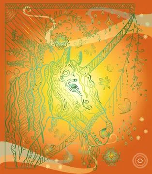 Vector illustration zentangle magic unicorn Illustrazione stock
