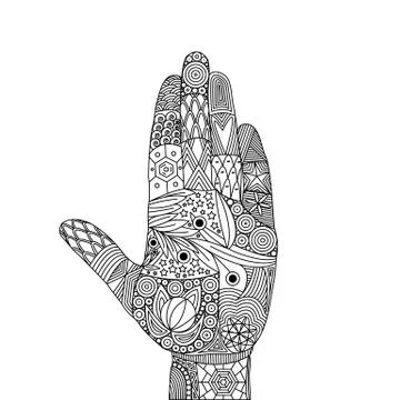 Vector illustration of zentangle of open palm イラスト素材