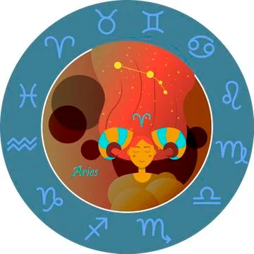 Vector illustration of the zodiac sign by horoscope. A girl with long hair of Stock Illustration