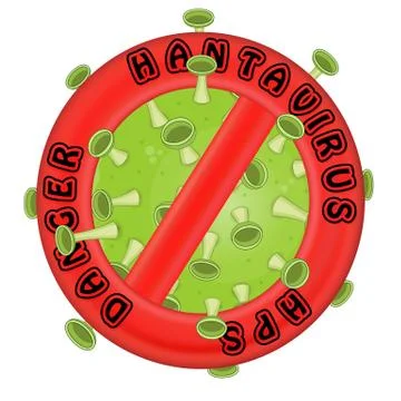 Vector illustration.Bright red stop sign with HPS inscription hantavirus danger Stock Illustration