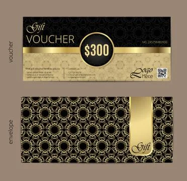 Vector illustration,Gift voucher template with clean and modern pattern Stock Illustration