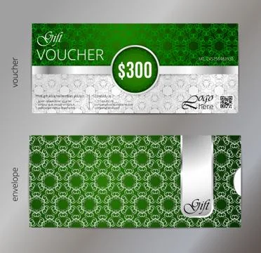 Vector illustration,Gift voucher template with clean and modern pattern Stock Illustration