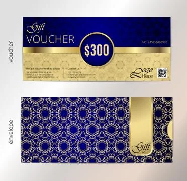 Vector illustration,Gift voucher template with clean and modern pattern 스톡 일러스트