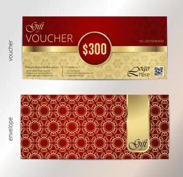 Vector illustration,Gift voucher template with clean and modern pattern 库存插图
