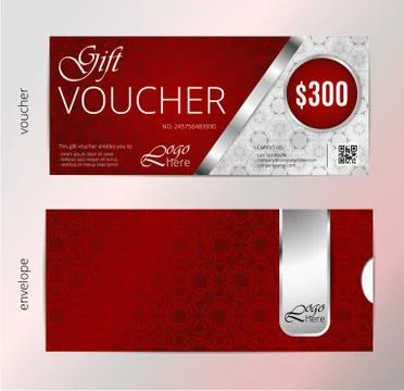 Vector illustration,Gift voucher template with clean and modern pattern Stock Illustration