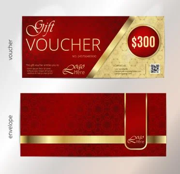 Vector illustration,Gift voucher template with clean and modern pattern Stock Illustration