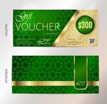 Vector illustration,Gift voucher template with clean and modern pattern Stock Illustration
