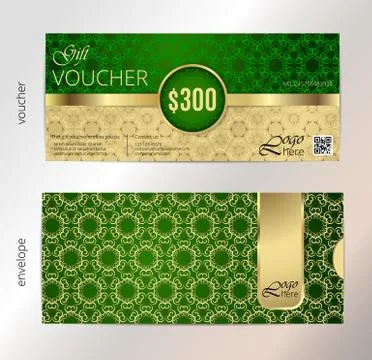 Vector illustration,Gift voucher template with clean and modern pattern 스톡 일러스트