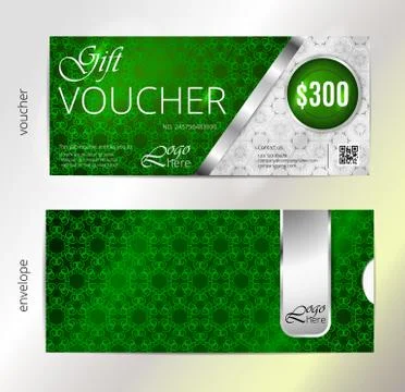Vector illustration,Gift voucher template with clean and modern pattern Stock Illustration