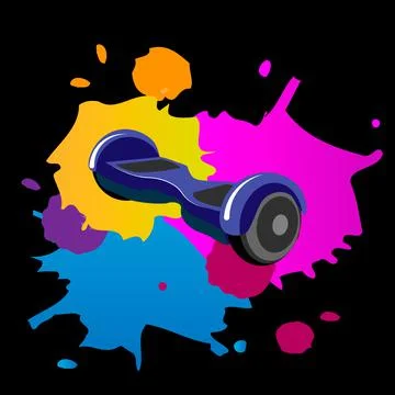 Vector illustration.Hoverboard, gyroscooter, gyroscope. Flat style with spots Stock Illustration
