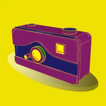 Vector illustration.s. 3D. Retro icons for camera. Illustration in purple, blue Illustrazione stock