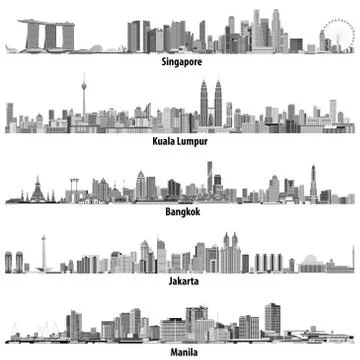Vector illustrations of asian cities skylines Stock Illustration