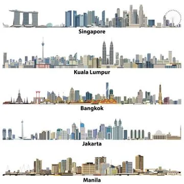 Vector illustrations of asian cities skylines Stock Illustration