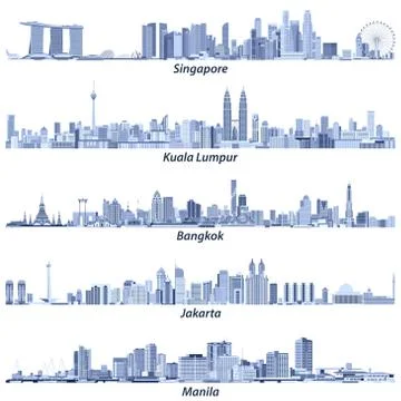 Vector illustrations of asian cities skylines Stock Illustration