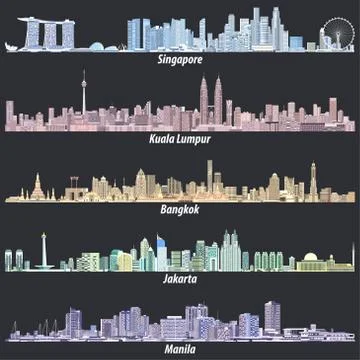 Vector illustrations of asian cities skylines Illustrazione stock