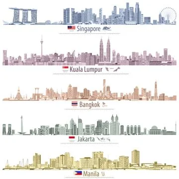 Vector illustrations of asian cities skylines Stock Illustration