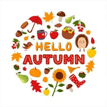 Vector illustrations collection Hello Autumn Stock Illustration