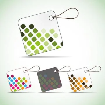 Vector Illustrations of Colorful Square Shaped Paper Cut Spotted, Patterned.. Illustrazione stock
