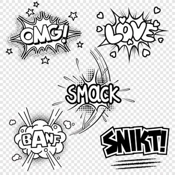 Vector illustrations of comic sound effects Stock Illustration
