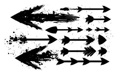 Vector illustrations of grunge arrows with a brushed or painted effect Stock Illustration
