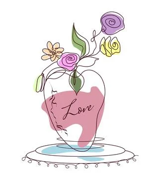 Vector illustrations of love, a heart-shaped vase with flowers Stock Illustration