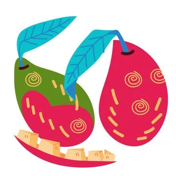 Vector illustrations of mango fruits for various design projects, decorative  Stock Illustration