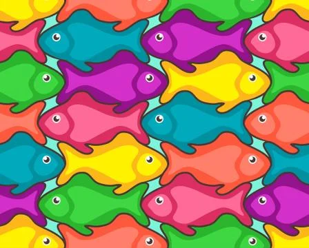 Vector illustrations of many fishes. Stock Illustration