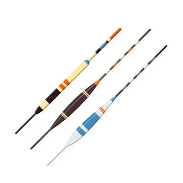 Vector illustrations set of fishing plastic floats Stock Illustration